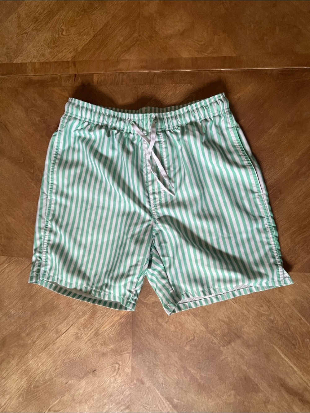 Old Navy Men’s Swim Trunks Size S — Mint Green & White Stripe
